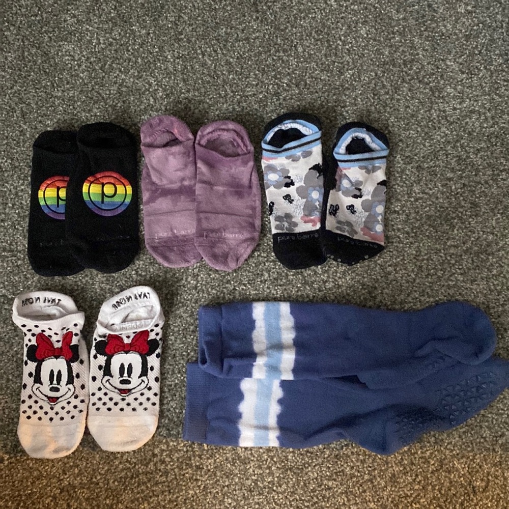 Five (5) Pure Barre Sticky Socks - Size Small